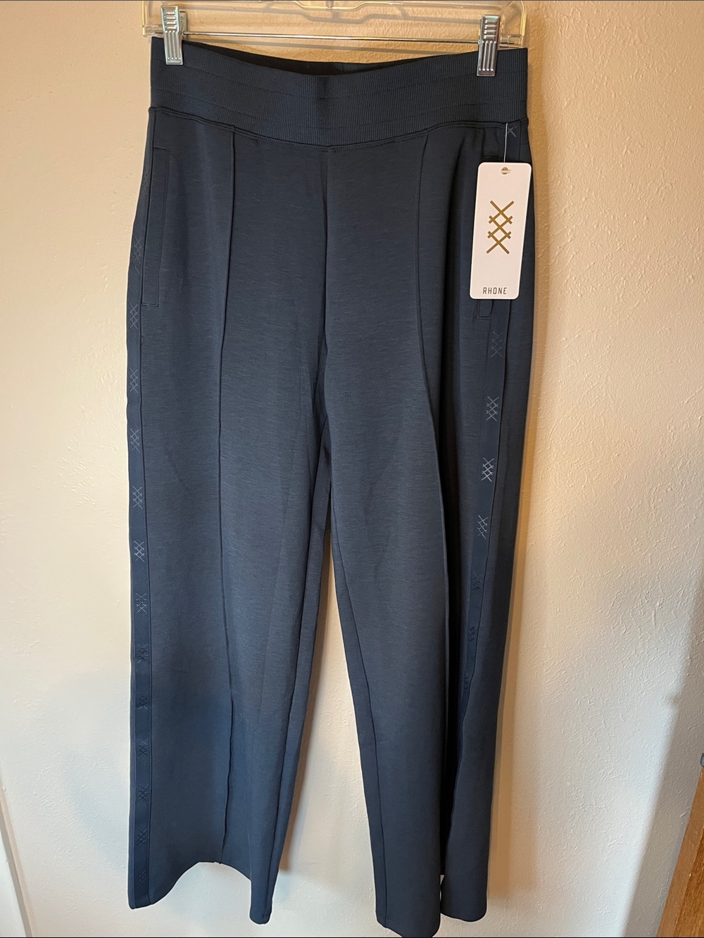 RHONE Navy Wide-Leg Athletic Trousers